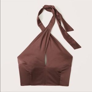 Abercrombie & Fitch Chocolate Brown Satin Halter Top